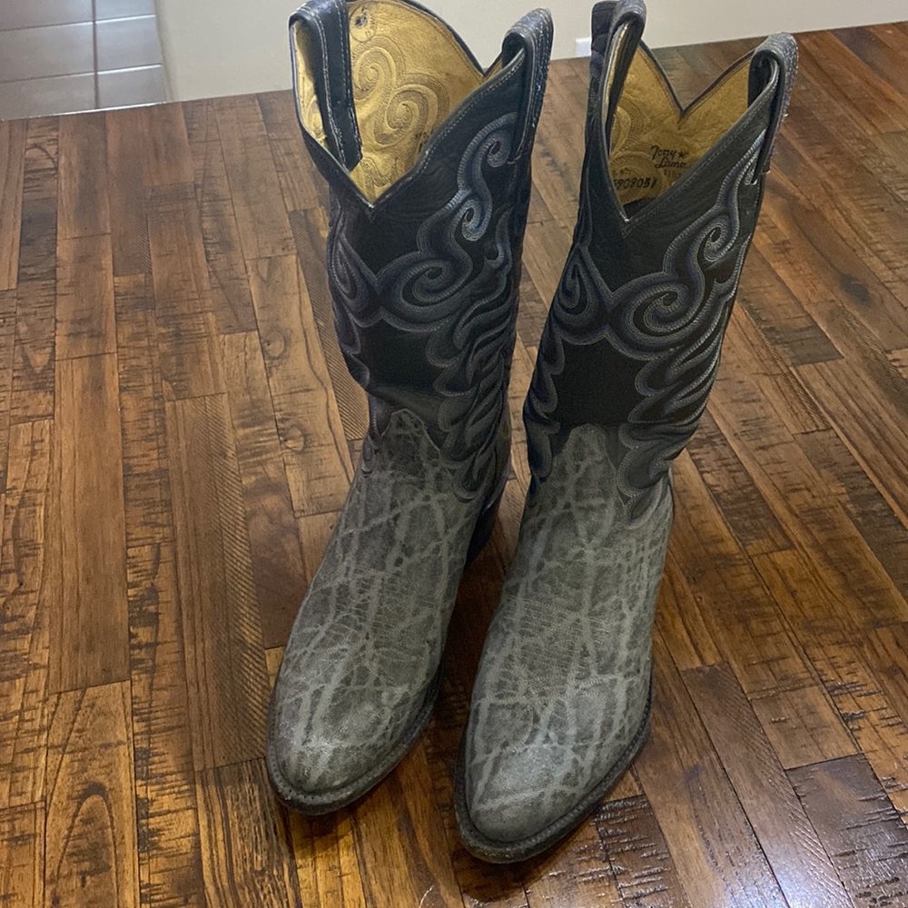 Vintage Tony Lama Rare Exotic 8501 Elephant Gray Leather Boot womens 8.5
